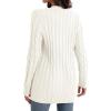 imageGRECERELLE Womens Long Sleeve Loose Knit Cable Open Front Button Down Cardigan Sweater Outerwear Coat with Pockets04white
