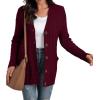 imageGRECERELLE Womens Long Sleeve Loose Knit Cable Open Front Button Down Cardigan Sweater Outerwear Coat with Pockets06wine Red