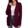 imageGRECERELLE Womens Long Sleeve Loose Knit Cable Open Front Button Down Cardigan Sweater Outerwear Coat with Pockets06wine Red