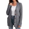 imageGRECERELLE Womens Long Sleeve Loose Knit Cable Open Front Button Down Cardigan Sweater Outerwear Coat with Pockets07dark Gray