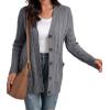 imageGRECERELLE Womens Long Sleeve Loose Knit Cable Open Front Button Down Cardigan Sweater Outerwear Coat with Pockets07dark Gray