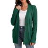 imageGRECERELLE Womens Long Sleeve Loose Knit Cable Open Front Button Down Cardigan Sweater Outerwear Coat with Pockets08dark Green