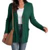 imageGRECERELLE Womens Long Sleeve Loose Knit Cable Open Front Button Down Cardigan Sweater Outerwear Coat with Pockets08dark Green