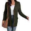 imageGRECERELLE Womens Long Sleeve Loose Knit Cable Open Front Button Down Cardigan Sweater Outerwear Coat with Pockets09army Green