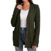 imageGRECERELLE Womens Long Sleeve Loose Knit Cable Open Front Button Down Cardigan Sweater Outerwear Coat with Pockets09army Green