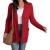 imageGRECERELLE Womens Long Sleeve Loose Knit Cable Open Front Button Down Cardigan Sweater Outerwear Coat with Pockets10red
