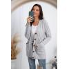 imageGRECERELLE Womens Long Sleeve Loose Knit Cable Open Front Button Down Cardigan Sweater Outerwear Coat with Pockets11gray