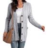 imageGRECERELLE Womens Long Sleeve Loose Knit Cable Open Front Button Down Cardigan Sweater Outerwear Coat with Pockets11gray