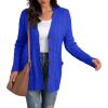 imageGRECERELLE Womens Long Sleeve Loose Knit Cable Open Front Button Down Cardigan Sweater Outerwear Coat with Pockets12royal Blue