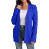 imageGRECERELLE Womens Long Sleeve Loose Knit Cable Open Front Button Down Cardigan Sweater Outerwear Coat with Pockets12royal Blue