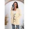 imageGRECERELLE Womens Long Sleeve Loose Knit Cable Open Front Button Down Cardigan Sweater Outerwear Coat with Pockets27off White