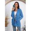 imageGRECERELLE Womens Long Sleeve Loose Knit Cable Open Front Button Down Cardigan Sweater Outerwear Coat with PocketsBlue