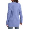 imageGRECERELLE Womens Long Sleeve Loose Knit Cable Open Front Button Down Cardigan Sweater Outerwear Coat with PocketsLight Blue