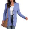 imageGRECERELLE Womens Long Sleeve Loose Knit Cable Open Front Button Down Cardigan Sweater Outerwear Coat with PocketsLight Blue