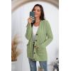 imageGRECERELLE Womens Long Sleeve Loose Knit Cable Open Front Button Down Cardigan Sweater Outerwear Coat with PocketsLight Green