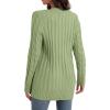 imageGRECERELLE Womens Long Sleeve Loose Knit Cable Open Front Button Down Cardigan Sweater Outerwear Coat with PocketsLight Green