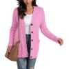 imageGRECERELLE Womens Long Sleeve Loose Knit Cable Open Front Button Down Cardigan Sweater Outerwear Coat with PocketsPink