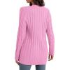 imageGRECERELLE Womens Long Sleeve Loose Knit Cable Open Front Button Down Cardigan Sweater Outerwear Coat with PocketsPink