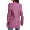 imageGRECERELLE Womens Long Sleeve Loose Knit Cable Open Front Button Down Cardigan Sweater Outerwear Coat with PocketsRed Gray