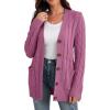 imageGRECERELLE Womens Long Sleeve Loose Knit Cable Open Front Button Down Cardigan Sweater Outerwear Coat with PocketsRed Gray