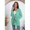 imageGRECERELLE Womens Long Sleeve Loose Knit Cable Open Front Button Down Cardigan Sweater Outerwear Coat with PocketsTender Green