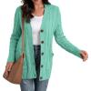 imageGRECERELLE Womens Long Sleeve Loose Knit Cable Open Front Button Down Cardigan Sweater Outerwear Coat with PocketsTender Green