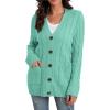 imageGRECERELLE Womens Long Sleeve Loose Knit Cable Open Front Button Down Cardigan Sweater Outerwear Coat with PocketsTender Green