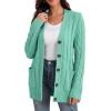 imageGRECERELLE Womens Long Sleeve Loose Knit Cable Open Front Button Down Cardigan Sweater Outerwear Coat with PocketsTender Green