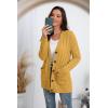 imageGRECERELLE Womens Long Sleeve Loose Knit Cable Open Front Button Down Cardigan Sweater Outerwear Coat with PocketsYellow