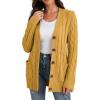 imageGRECERELLE Womens Long Sleeve Loose Knit Cable Open Front Button Down Cardigan Sweater Outerwear Coat with PocketsYellow