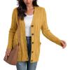 imageGRECERELLE Womens Long Sleeve Loose Knit Cable Open Front Button Down Cardigan Sweater Outerwear Coat with PocketsYellow