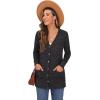 imageGRECERELLE Womens Long Sleeve Open Front Cardigan Button Down Ribbed Lightweight Knit Outerwear with Pocket02 Dark Gray