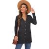 imageGRECERELLE Womens Long Sleeve Open Front Cardigan Button Down Ribbed Lightweight Knit Outerwear with Pocket02 Dark Gray