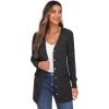 imageGRECERELLE Womens Long Sleeve Open Front Cardigan Button Down Ribbed Lightweight Knit Outerwear with Pocket02 Dark Gray