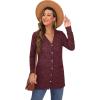 imageGRECERELLE Womens Long Sleeve Open Front Cardigan Button Down Ribbed Lightweight Knit Outerwear with Pocket03 Wine Red