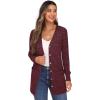 imageGRECERELLE Womens Long Sleeve Open Front Cardigan Button Down Ribbed Lightweight Knit Outerwear with Pocket03 Wine Red