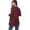 imageGRECERELLE Womens Long Sleeve Open Front Cardigan Button Down Ribbed Lightweight Knit Outerwear with Pocket03 Wine Red