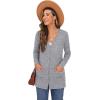 imageGRECERELLE Womens Long Sleeve Open Front Cardigan Button Down Ribbed Lightweight Knit Outerwear with Pocket04 Gary
