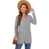 imageGRECERELLE Womens Long Sleeve Open Front Cardigan Button Down Ribbed Lightweight Knit Outerwear with Pocket04 Gary