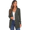 imageGRECERELLE Womens Long Sleeve Open Front Cardigan Button Down Ribbed Lightweight Knit Outerwear with Pocket05 Army Green