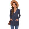 imageGRECERELLE Womens Long Sleeve Open Front Cardigan Button Down Ribbed Lightweight Knit Outerwear with Pocket06 Navy Blue