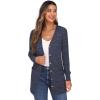 imageGRECERELLE Womens Long Sleeve Open Front Cardigan Button Down Ribbed Lightweight Knit Outerwear with Pocket06 Navy Blue