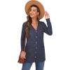 imageGRECERELLE Womens Long Sleeve Open Front Cardigan Button Down Ribbed Lightweight Knit Outerwear with Pocket06 Navy Blue