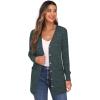 imageGRECERELLE Womens Long Sleeve Open Front Cardigan Button Down Ribbed Lightweight Knit Outerwear with Pocket07 Dark Green