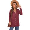 imageGRECERELLE Womens Long Sleeve Open Front Cardigan Button Down Ribbed Lightweight Knit Outerwear with Pocket08 Red