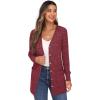 imageGRECERELLE Womens Long Sleeve Open Front Cardigan Button Down Ribbed Lightweight Knit Outerwear with Pocket08 Red