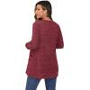 imageGRECERELLE Womens Long Sleeve Open Front Cardigan Button Down Ribbed Lightweight Knit Outerwear with Pocket08 Red