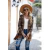 imageGRECERELLE Womens Long Sleeve Open Front Cardigan Button Down Ribbed Lightweight Knit Outerwear with PocketAround Flower Brown