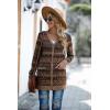 imageGRECERELLE Womens Long Sleeve Open Front Cardigan Button Down Ribbed Lightweight Knit Outerwear with PocketAround Flower Brown