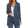 imageGRECERELLE Womens Long Sleeve Open Front Cardigan Button Down Ribbed Lightweight Knit Outerwear with PocketBlue